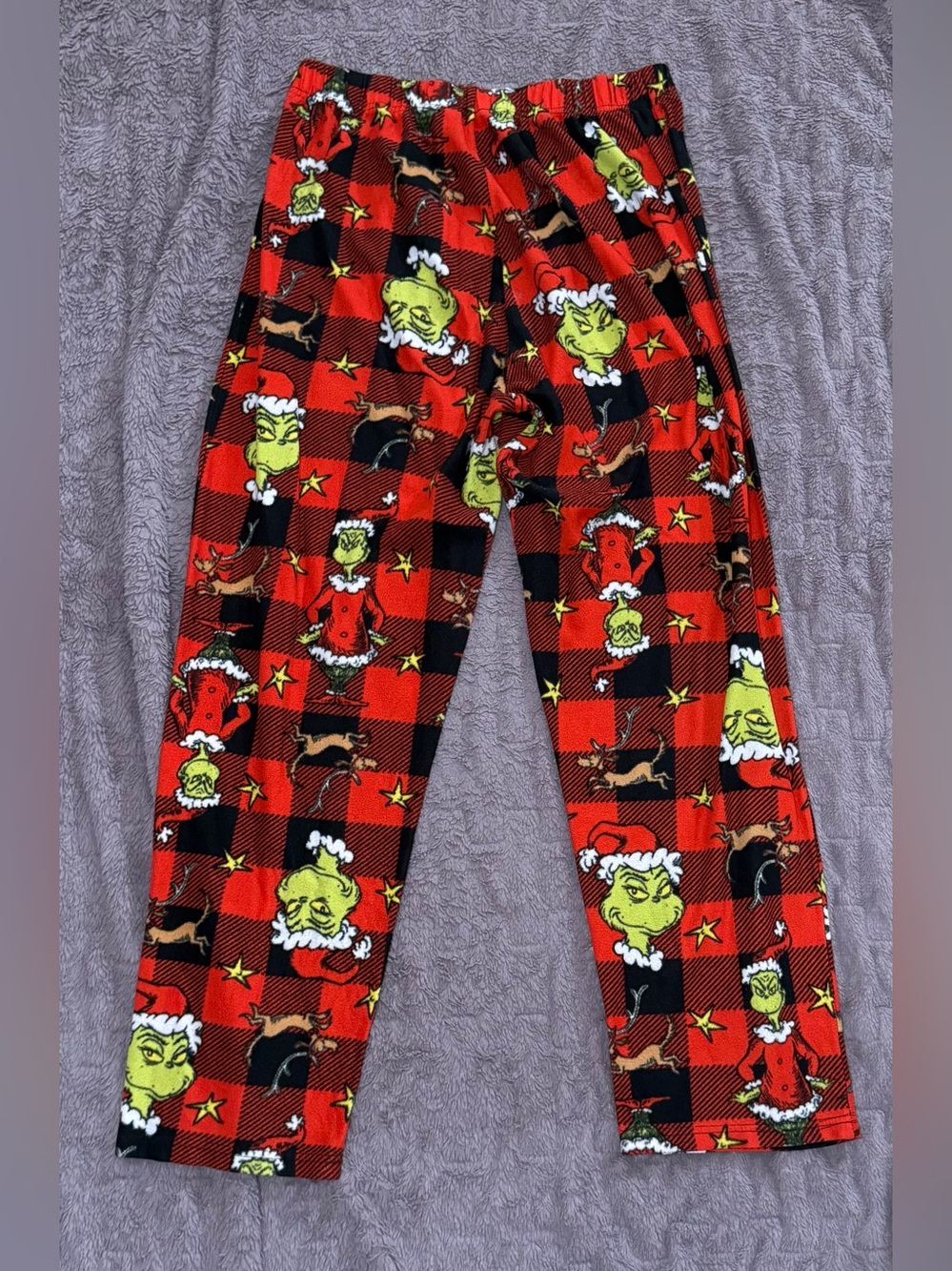 Red Plaid Grinch Holiday Pajama Pants - Picture 2 of 2
